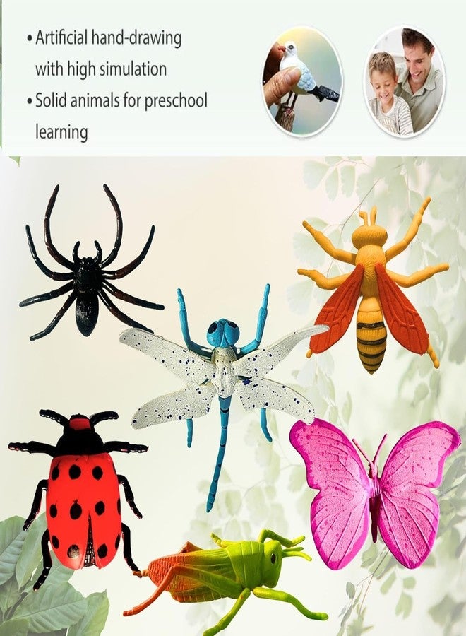 Plutofit Insect and Bug Toys Set, 6 Pieces Plastic Animal Figures, Educational Pretend Play, Multicolour - Image 3
